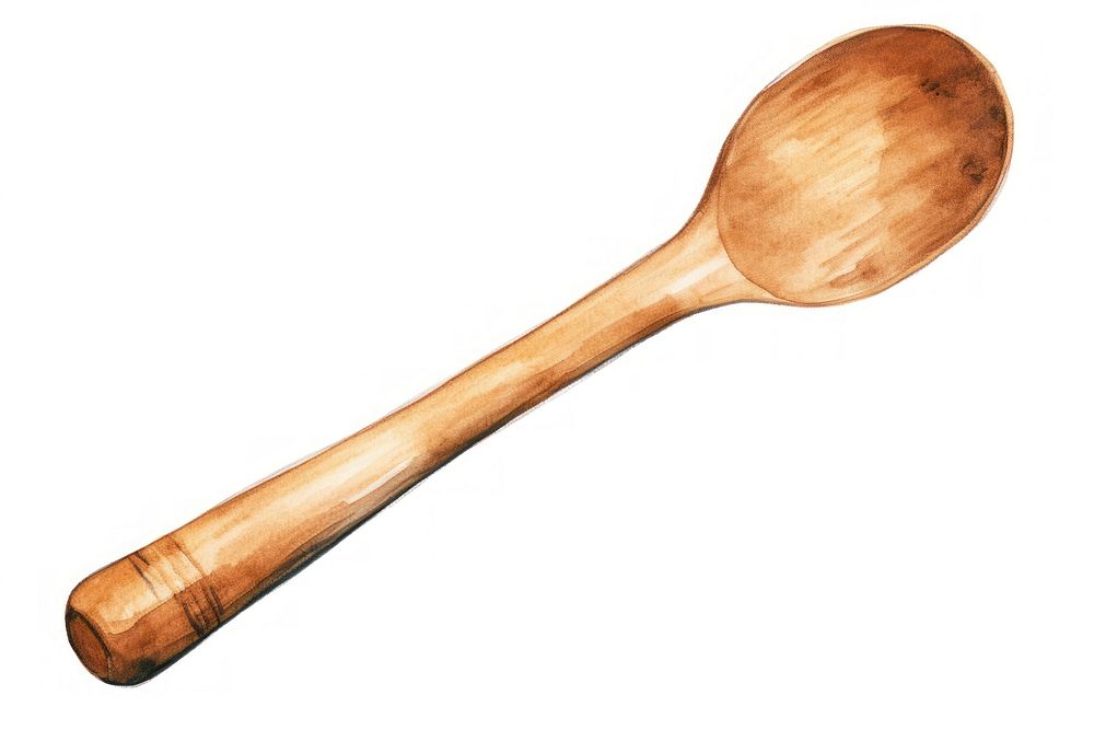 A wooden spatular spoon white background silverware. AI generated Image by rawpixel.