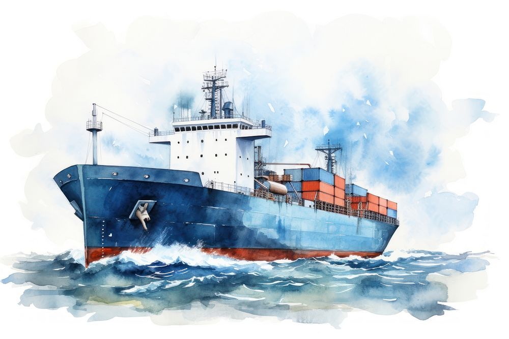 Modern cargo ship watercraft vehicle boat. AI generated Image by rawpixel.