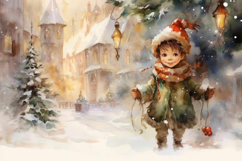 Christmas painting portrait outdoors. AI generated Image by rawpixel.