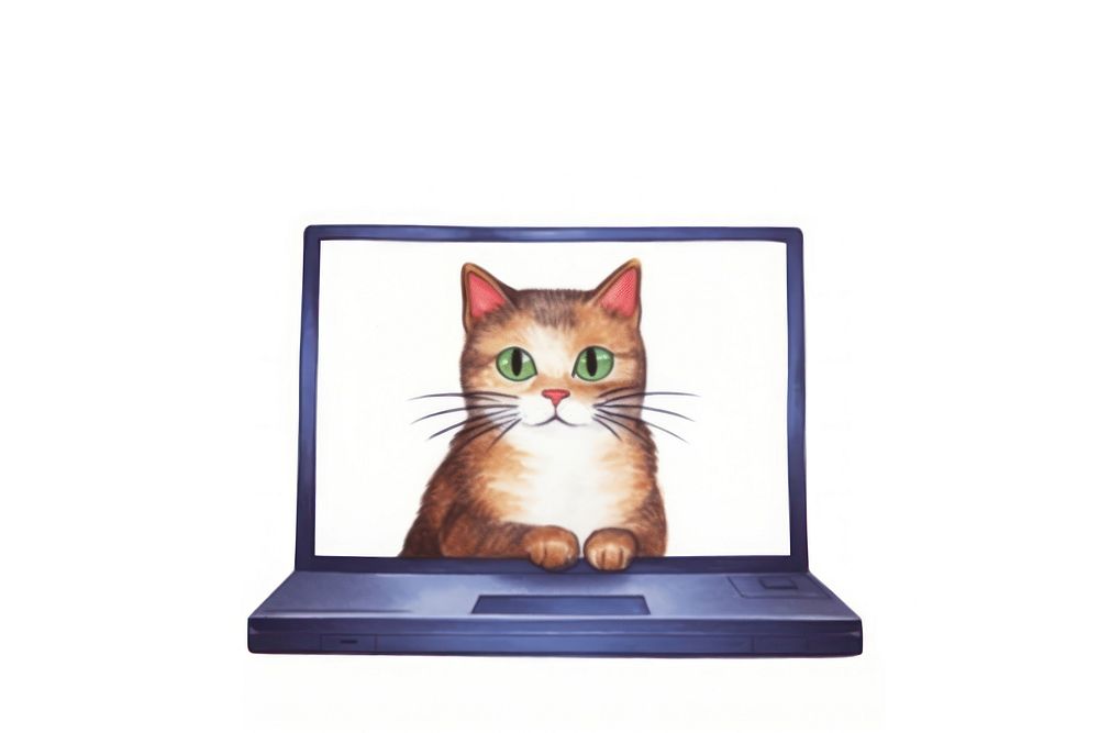 A cat playing a social media animal computer mammal. AI generated Image by rawpixel.