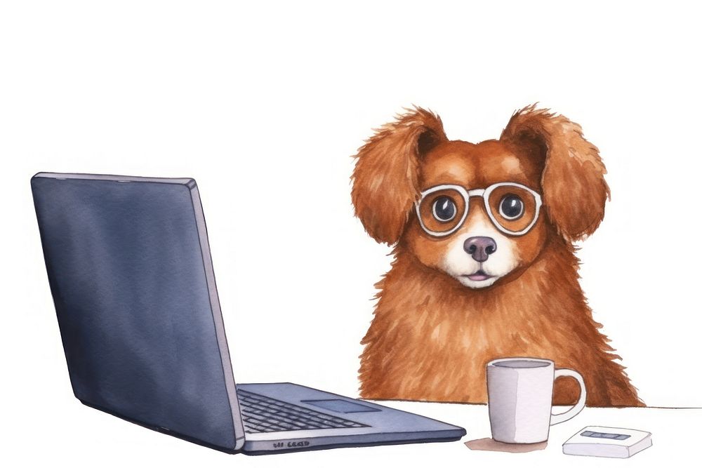 A dog playing a social media animal computer mammal. AI generated Image by rawpixel.