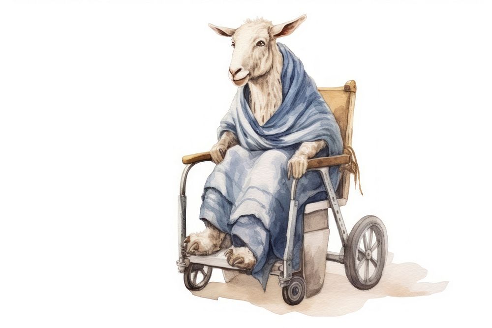 Wheelchair livestock sitting animal. AI generated Image by rawpixel.