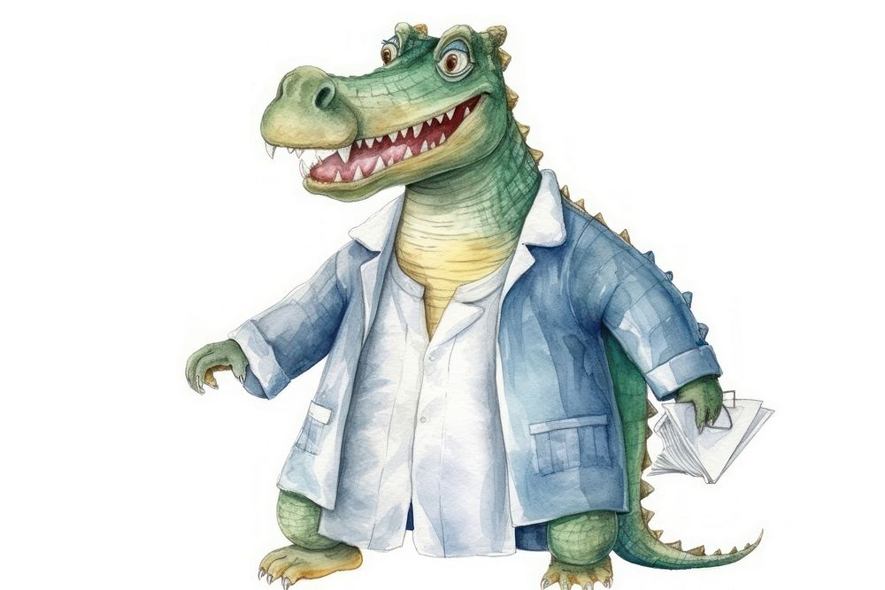 Crocodile Scientist costume animal dinosaur. AI generated Image by rawpixel.