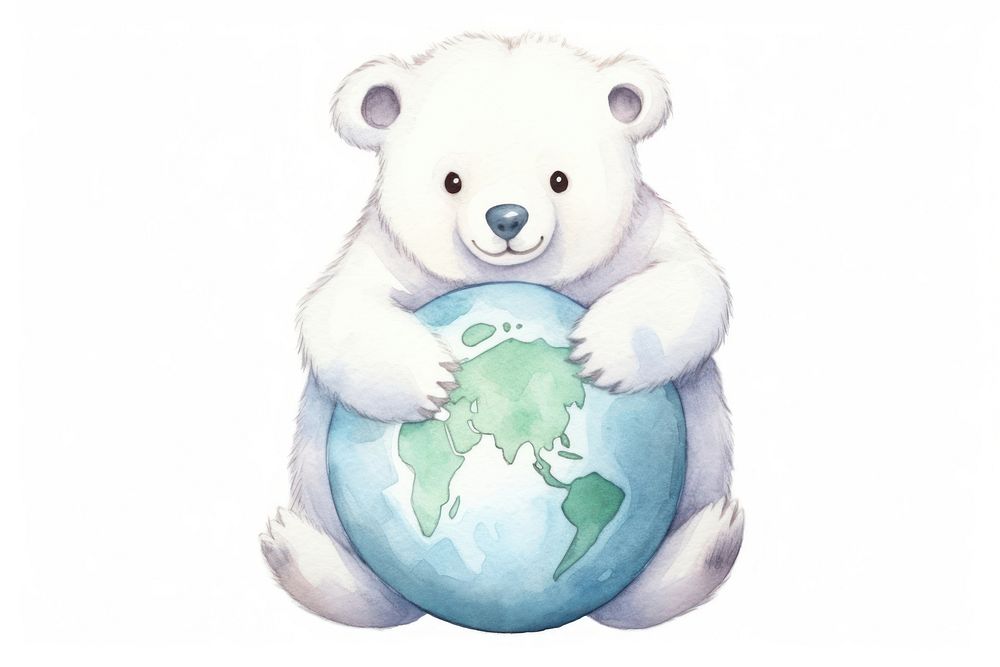 Polar bear hugs a globe animal cute toy. AI generated Image by rawpixel.
