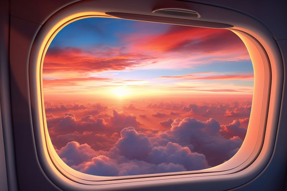 Window sky airplane porthole. AI generated Image by rawpixel.