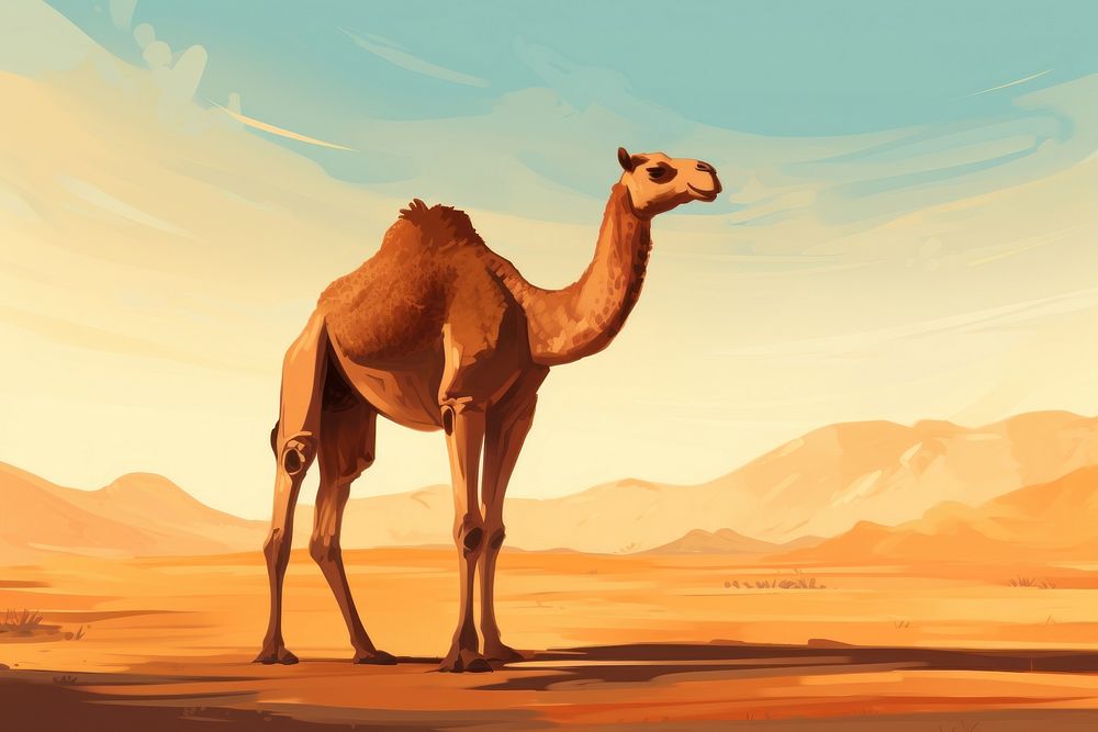 Camel desert nature mammal. AI generated Image by rawpixel.