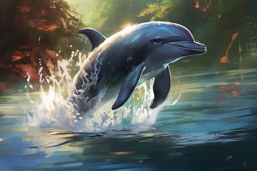 Dolphin animal mammal nature. AI generated Image by rawpixel.