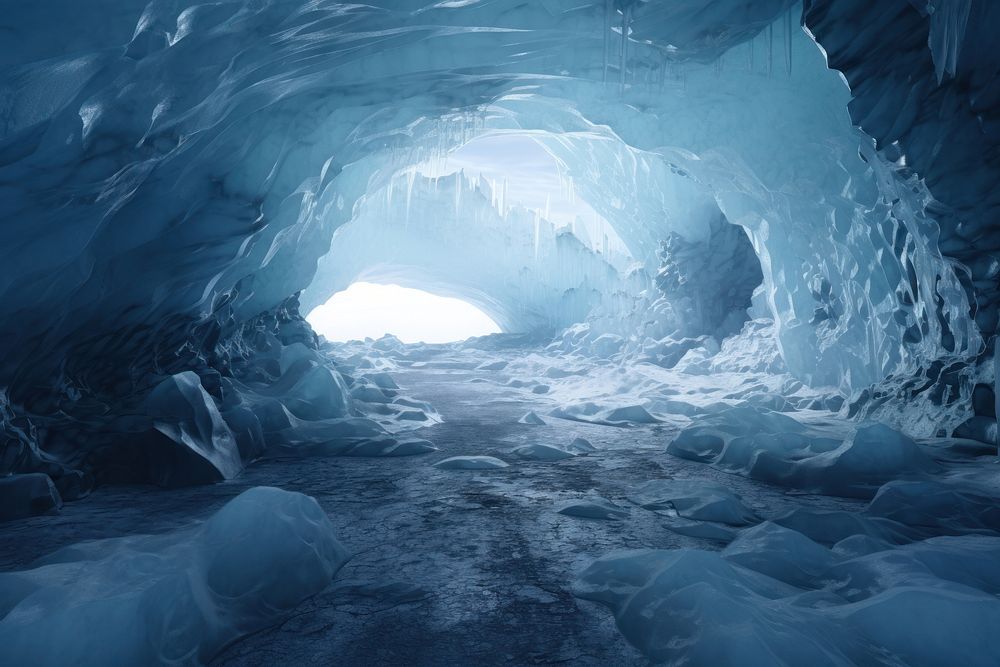 Ice cave glacier nature snow. AI generated Image by rawpixel.