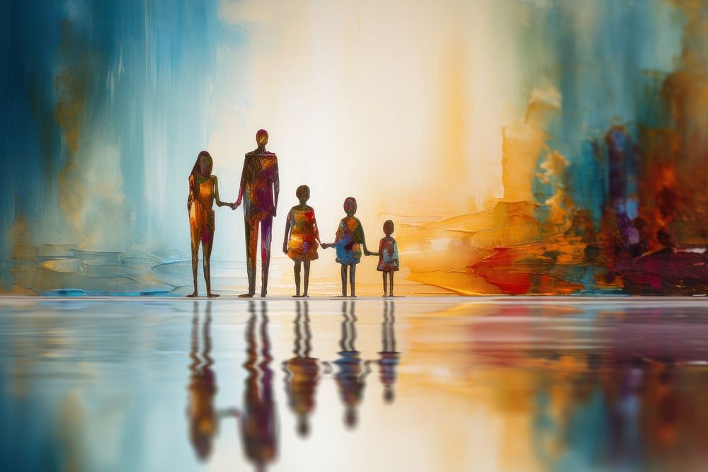 Family painting walking family. AI generated Image by rawpixel.