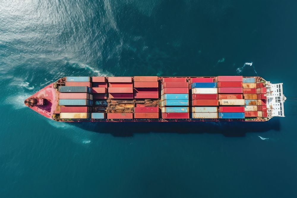 Cargo ship container vehicle sea. AI generated Image by rawpixel.