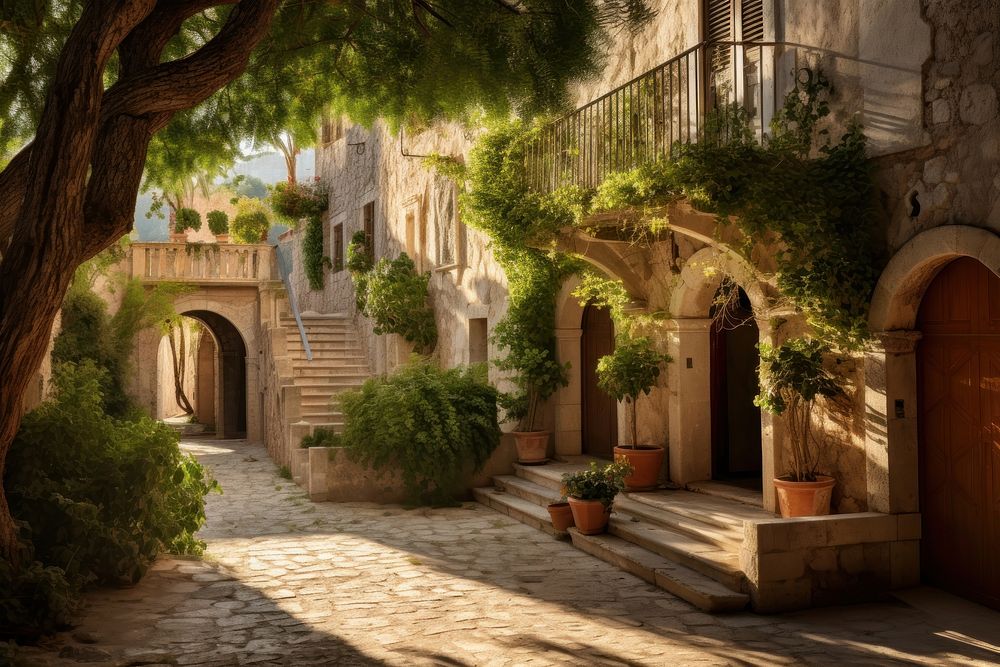 Historic mediterranean city architecture outdoors hacienda. 