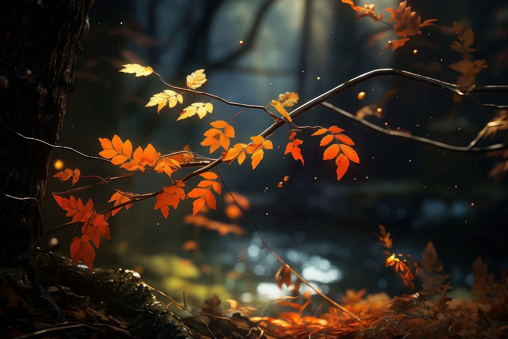 Autumn season leafs plant autumn tree tranquility. AI generated Image by rawpixel.