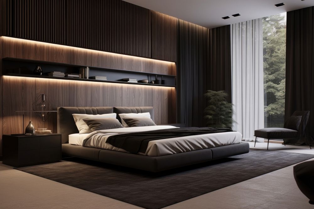 Modern bedroom comfortable furniture architecture. AI generated Image by rawpixel.
