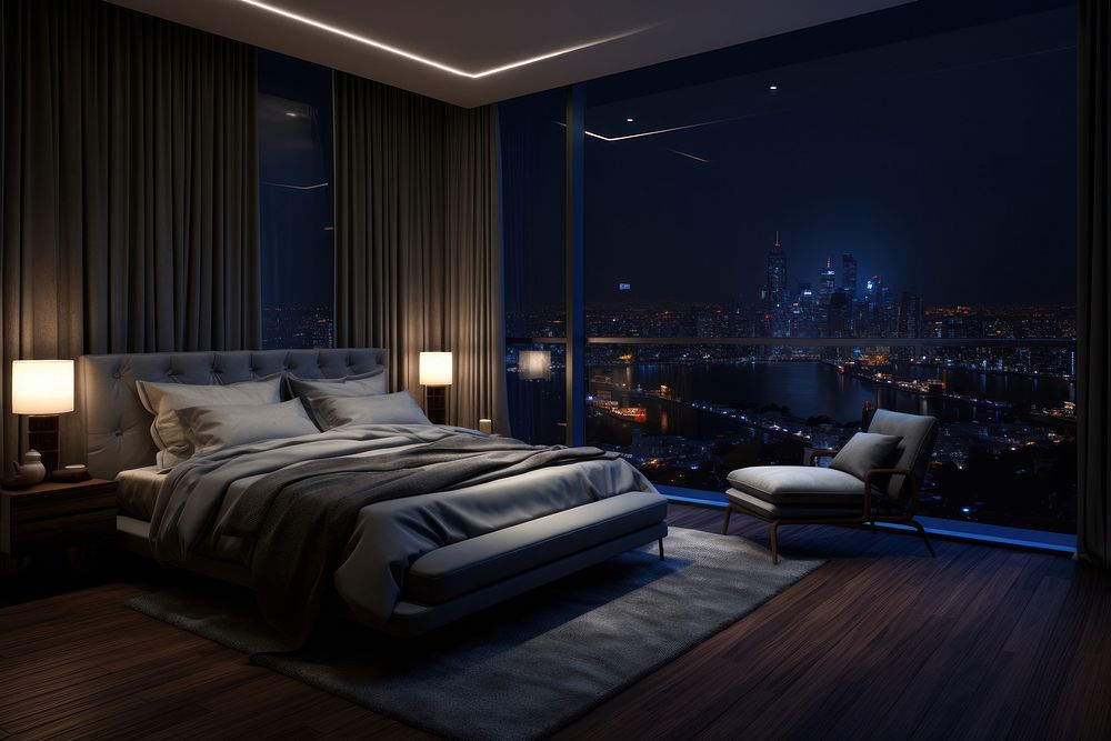 Modern bedroom architecture comfortable furniture. AI generated Image by rawpixel.