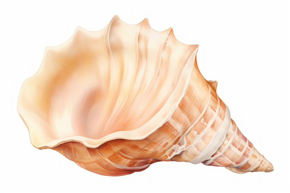 Conch shell seashell white background invertebrate. AI generated Image by rawpixel.