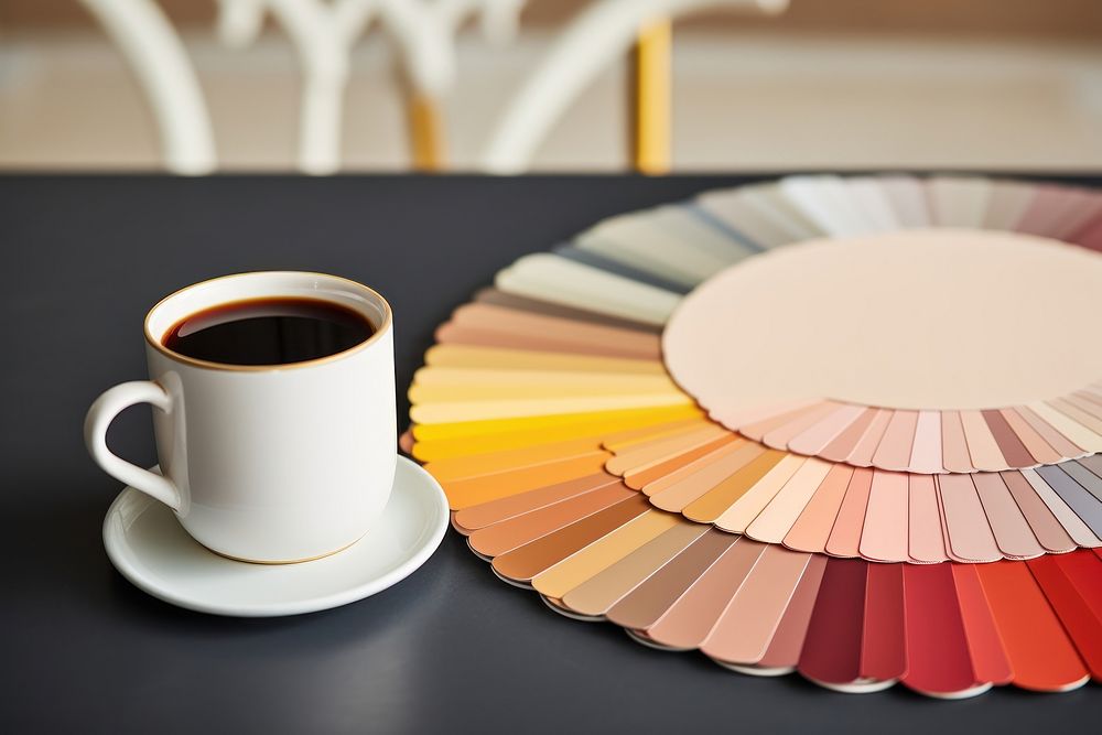 Color palette table coffee cup.