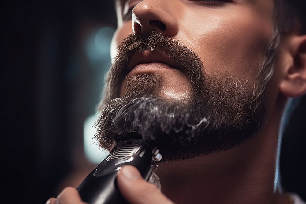 Shaving beard adult man hairstyle. 