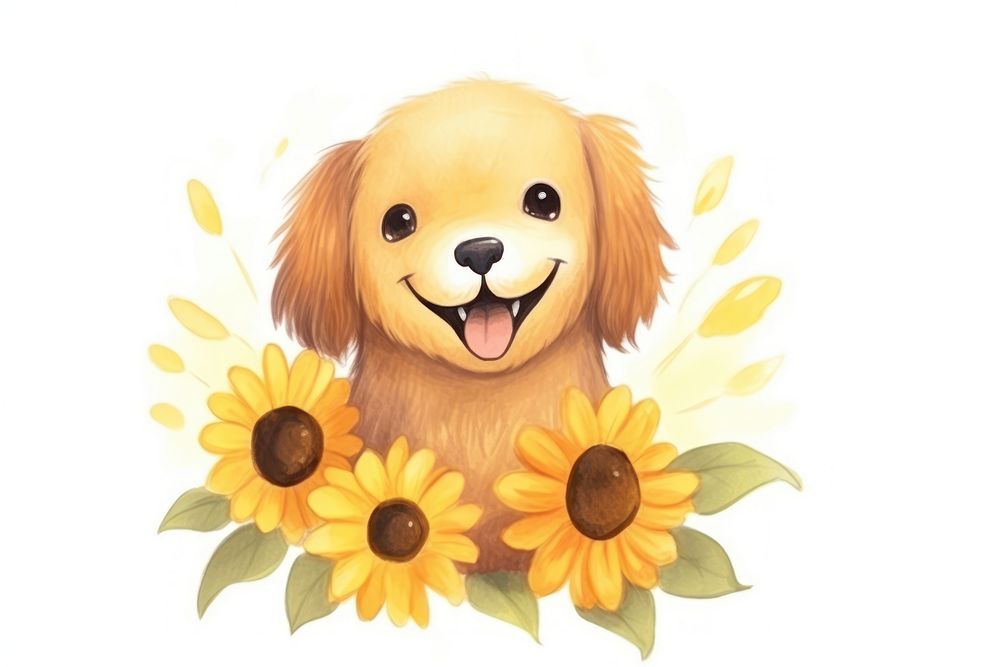 Dog animal flower sunflower. AI generated Image by rawpixel.