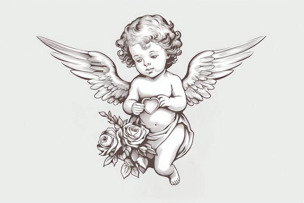 Art drawing sketch angel. AI generated Image by rawpixel.
