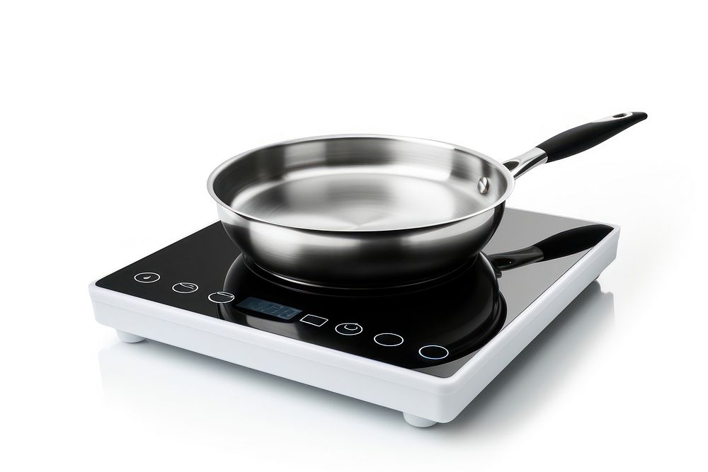 Electric pan kitchen wok white background.