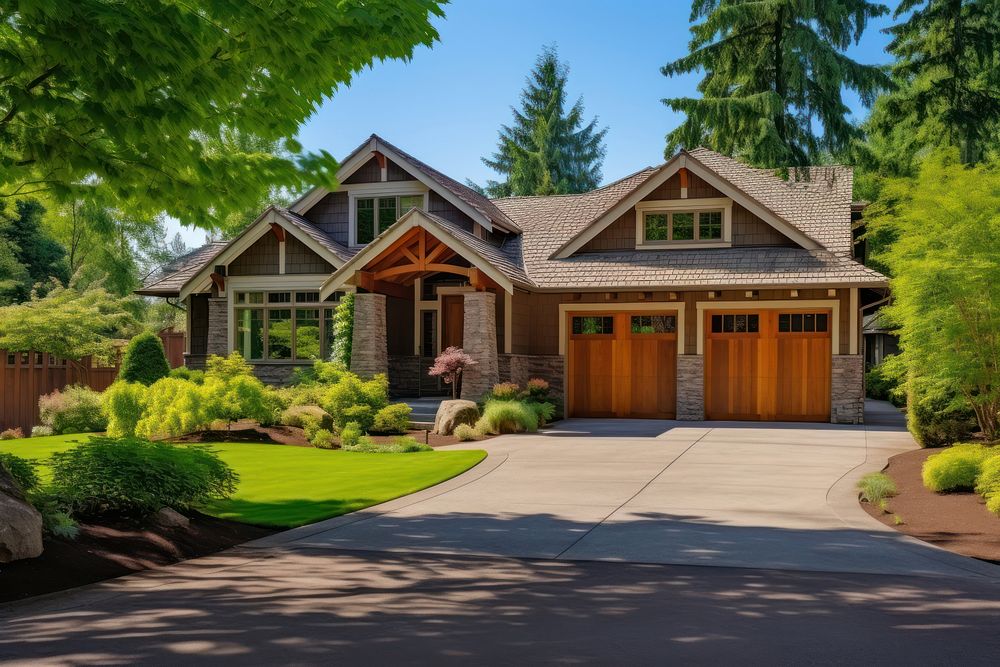 Craftsman style home garage architecture driveway.