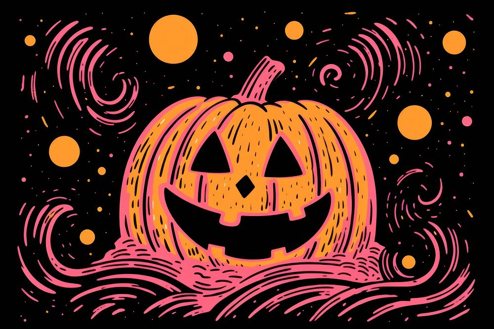 Spooky pumpkin, colorful surrealistic art. AI generated image by rawpixel.
