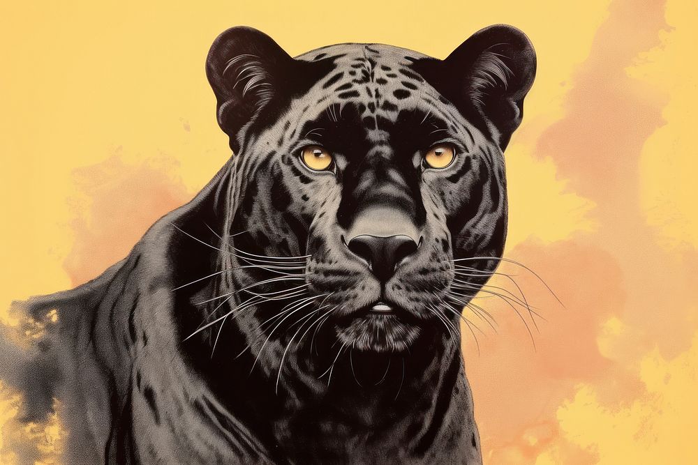 Panther wildlife drawing animal. AI generated Image by rawpixel.