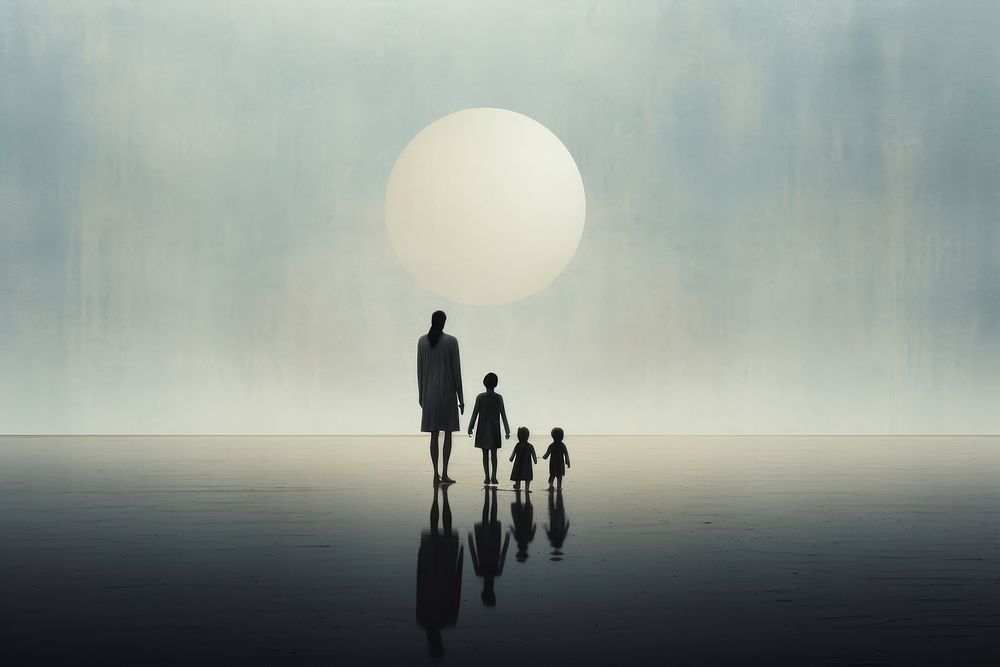 Family silhouette standing walking. AI generated Image by rawpixel.