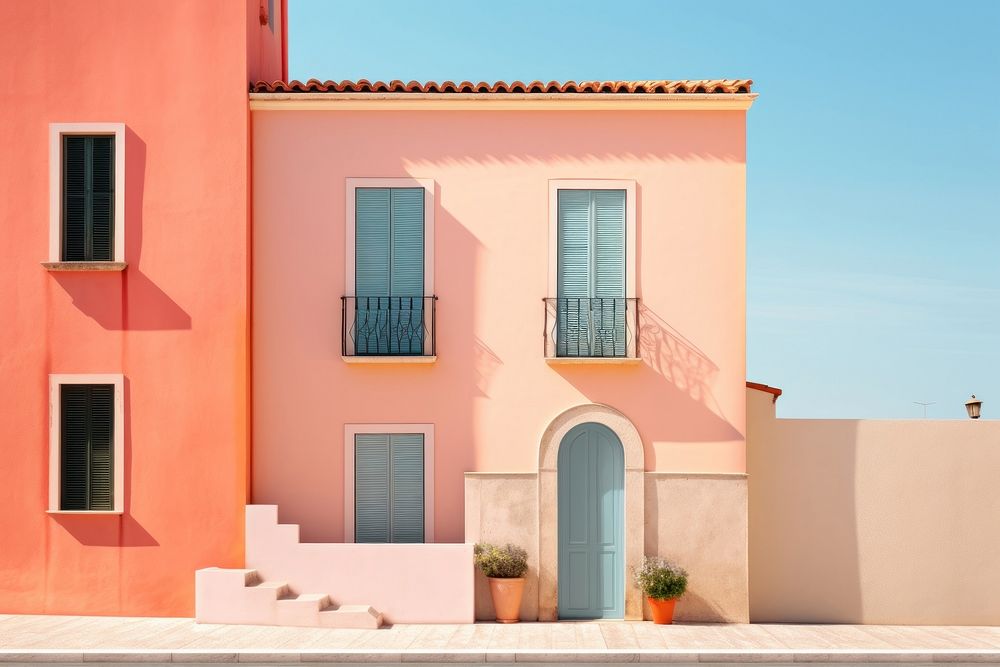 Historic mediterranean city architecture building window.