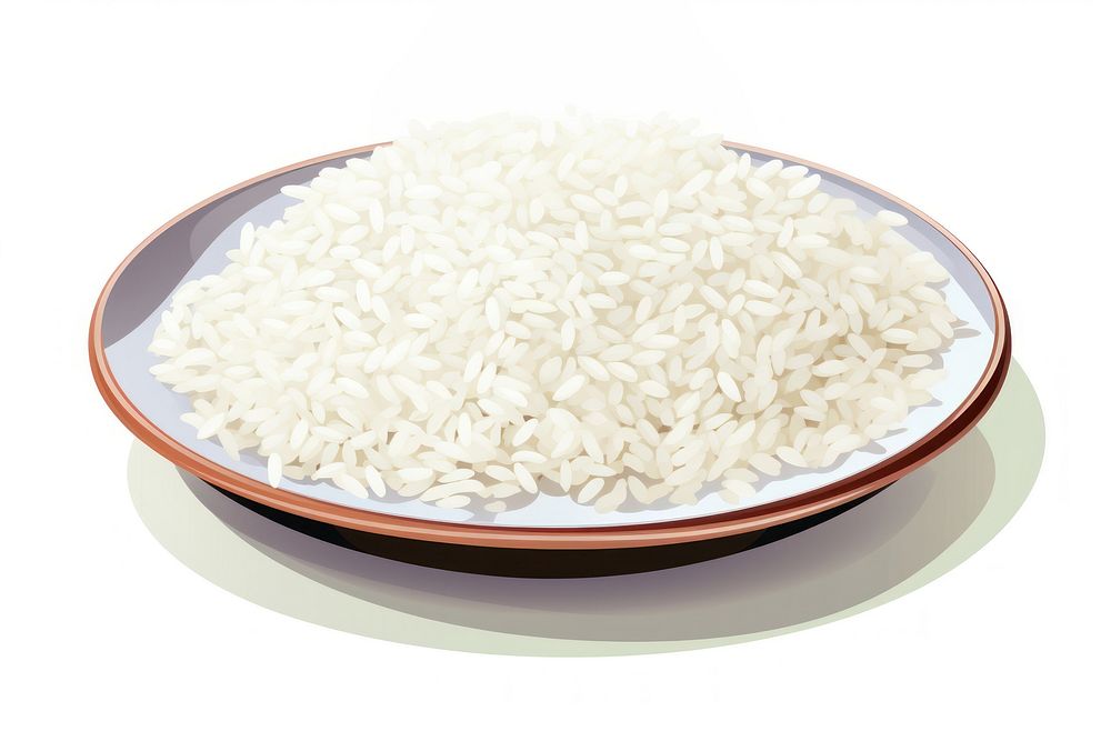 Plate rice food white background. AI generated Image by rawpixel.