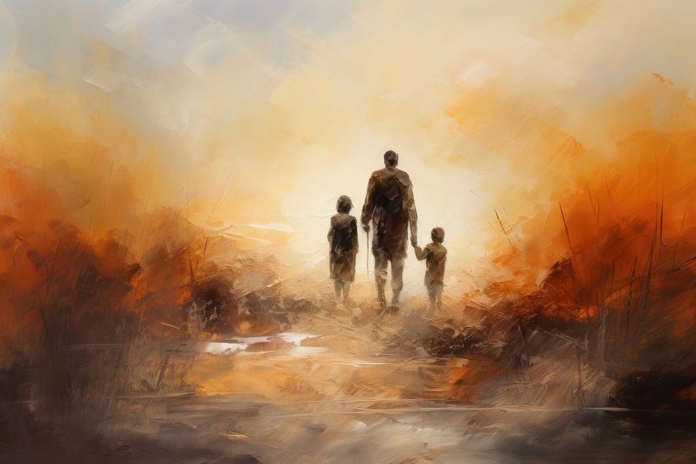 Family painting togetherness silhouette. AI generated Image by rawpixel.