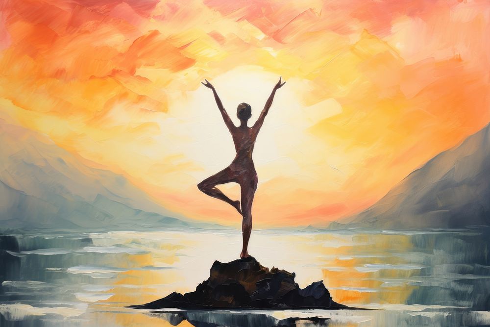 Yoga painting yoga sports. AI generated Image by rawpixel.