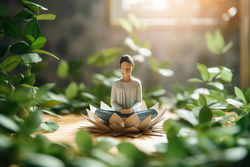 Lotus position sitting yoga person. AI generated Image by rawpixel.