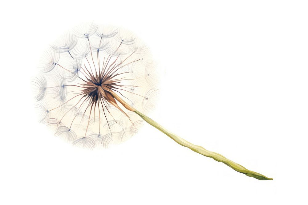 Dandelion flower plant white background. AI generated Image by rawpixel.