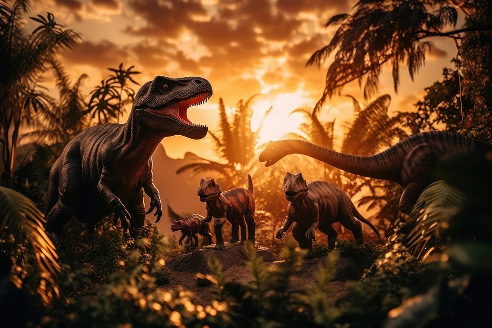Dinosaur outdoors animal landscape. AI generated Image by rawpixel.