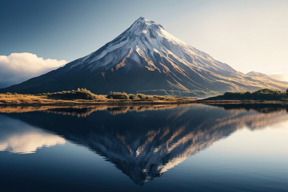 Volcanic mountain lake landscape outdoors. AI generated Image by rawpixel.