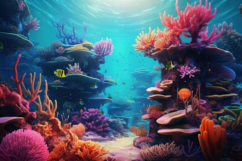 Coral reef sea underwater aquarium. AI generated Image by rawpixel.