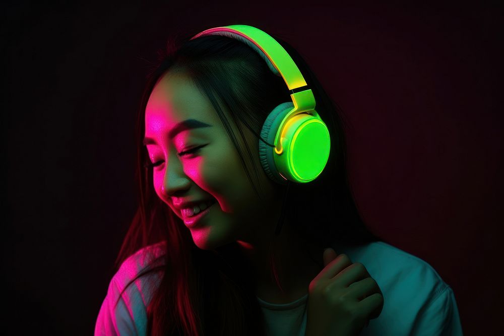 Headphones listening portrait headset. AI generated Image by rawpixel.
