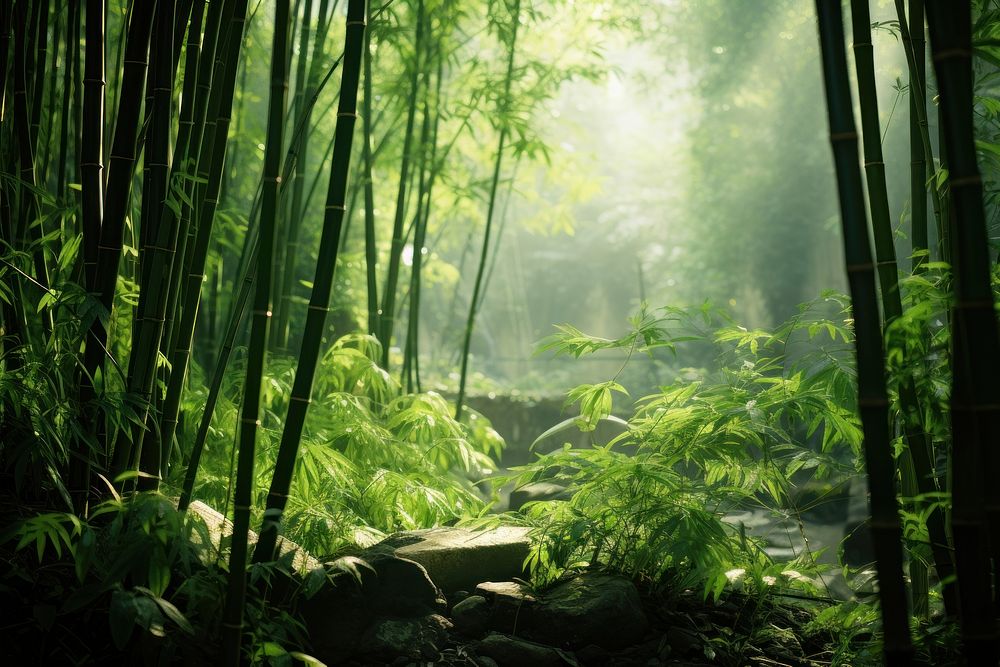 Jungle forest bamboo vegetation. AI generated Image by rawpixel.