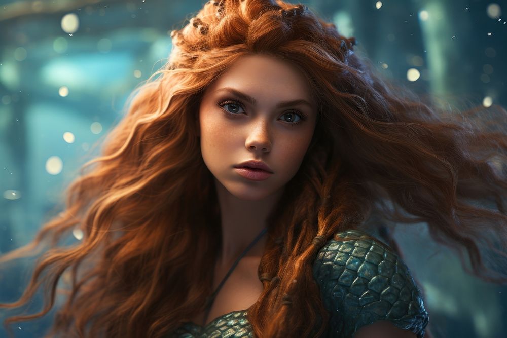 Beautiful mermaid portrait adult photo. AI generated Image by rawpixel.