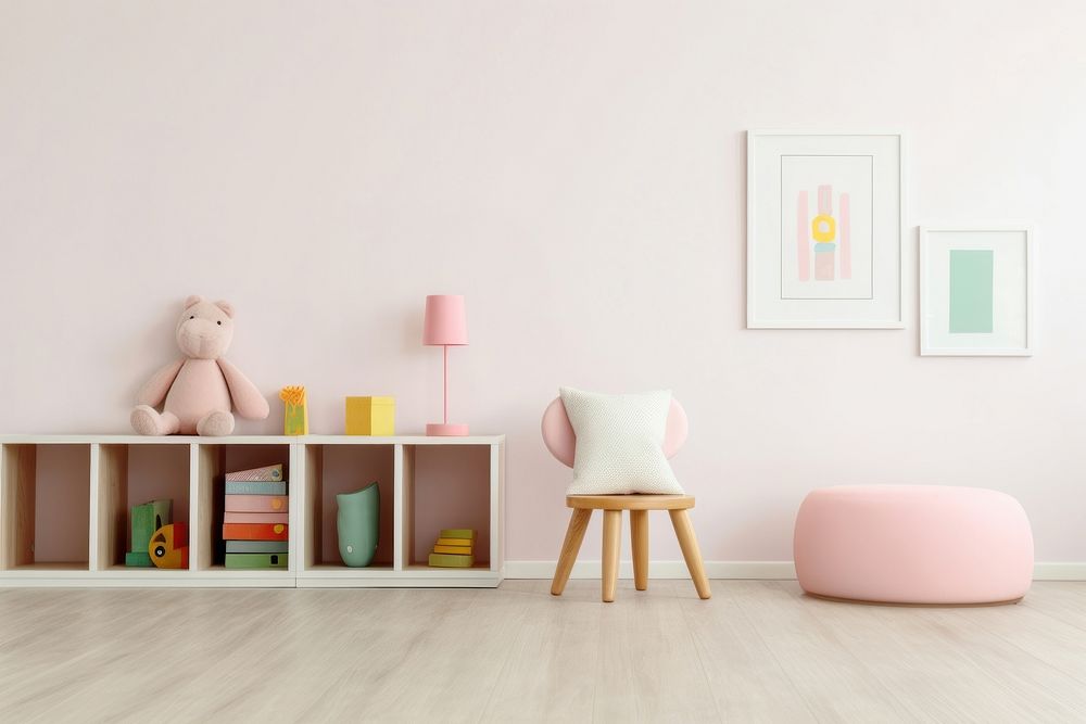 Children's room, pink and minimal photo. .