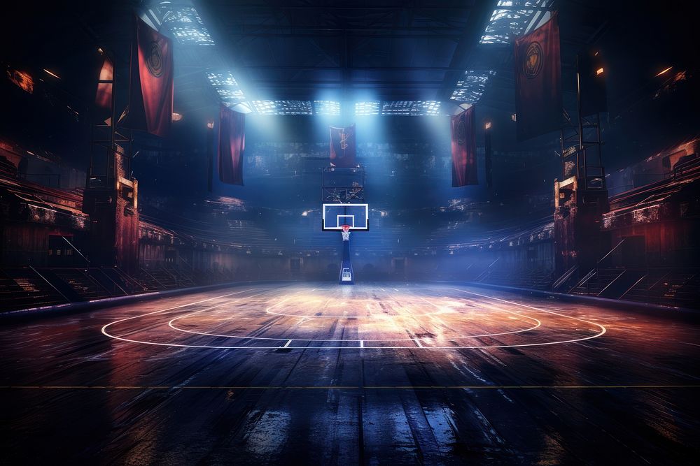 Basketball stadium illuminated sports architecture. 