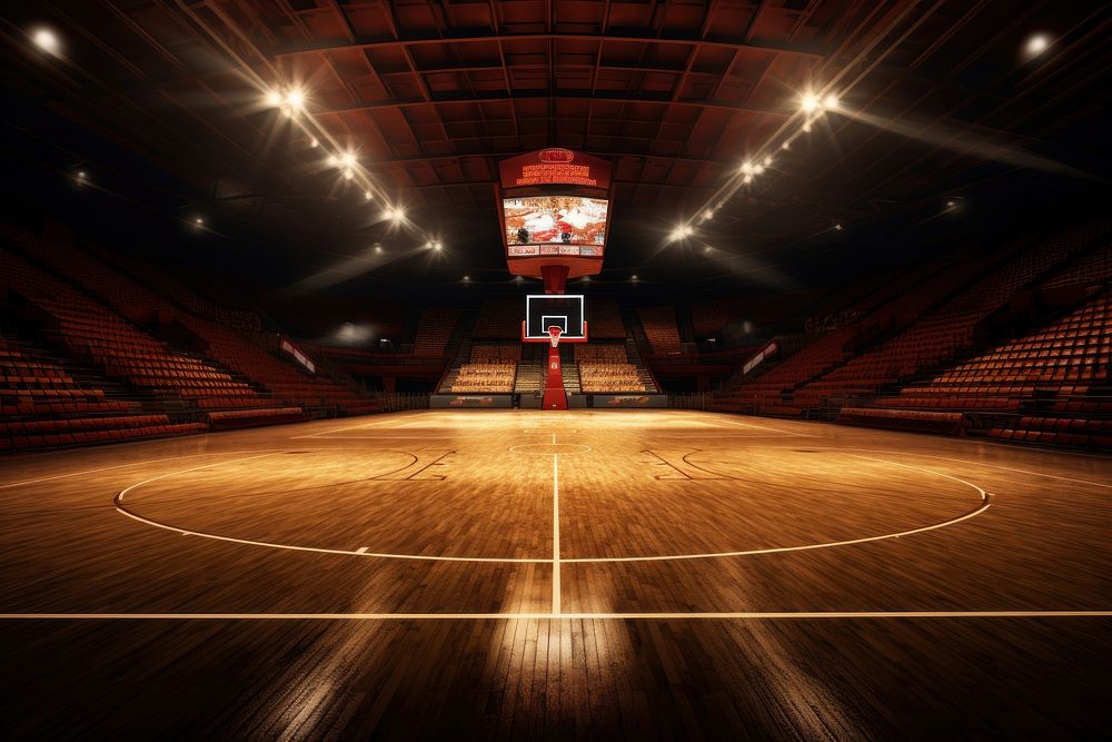 Basketball stadium illuminated sports architecture. 