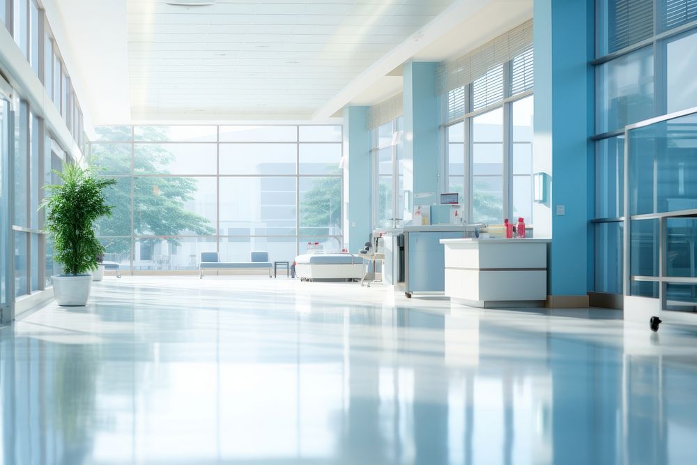 Hospital architecture building flooring. AI generated Image by rawpixel.