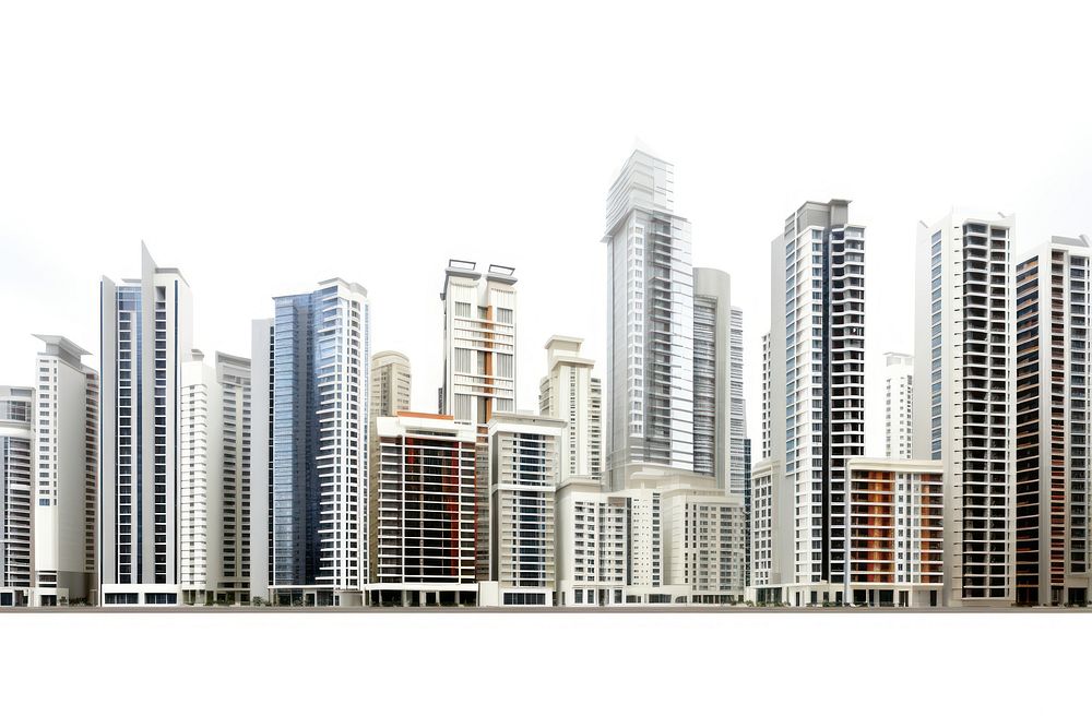 Modern high rise buildings architecture cityscape neighbourhood. AI generated Image by rawpixel.