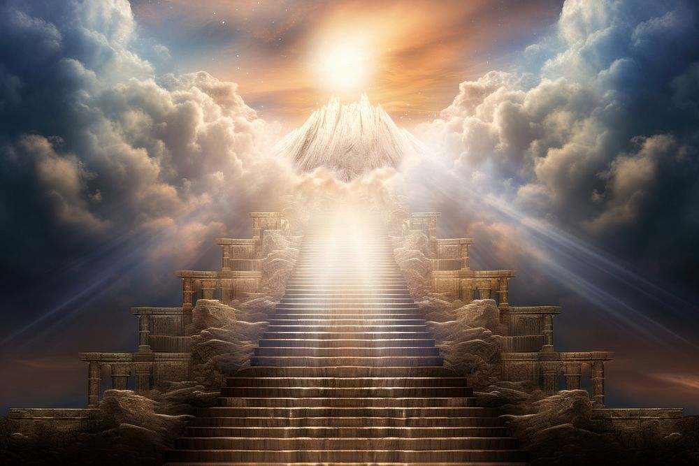 Heavenly Sky sky architecture staircase. AI generated Image by rawpixel.