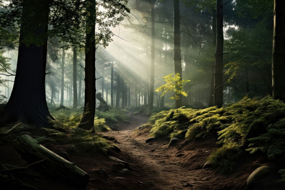 Forest forest landscape sunlight. AI generated Image by rawpixel.