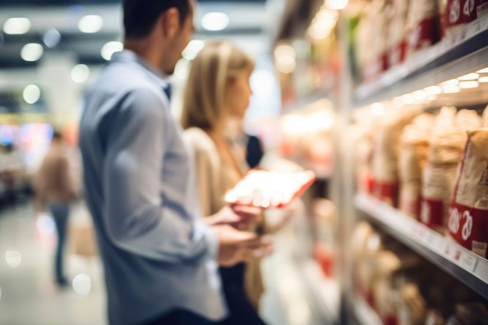 Supermarket defocused shopping store. AI generated Image by rawpixel.