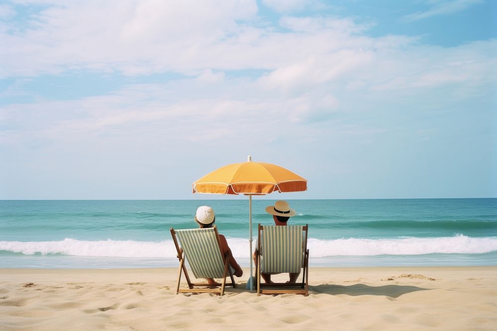 Vacation summer beach chair. AI generated Image by rawpixel.