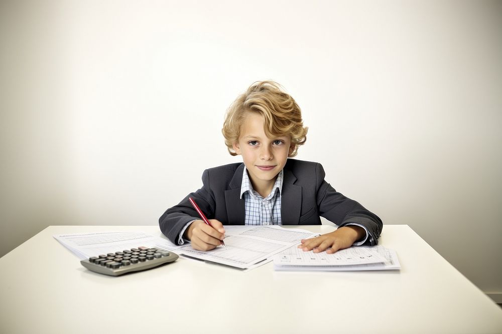 Homework sitting table child. AI generated Image by rawpixel.